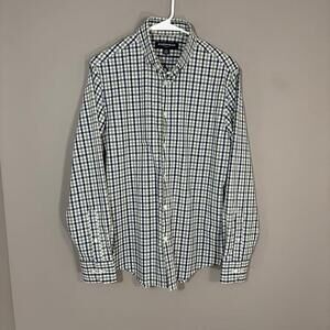 Mizzen+Main Leeward Shirt Mens Small Blue Green Check Long Sleeve Button Up